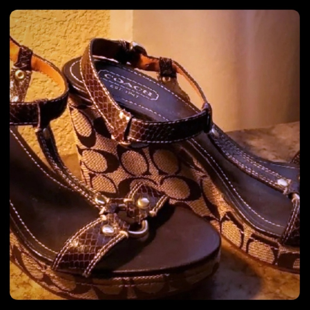 Coach wedge heel sandals